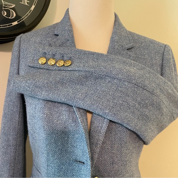 J. Crew Blue Wool Herringbone Schoolboy Blazer Like New 0 - Picture 5 of 11